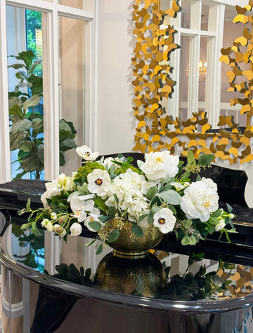White French Style Real Touch Gold Vase Arrangement